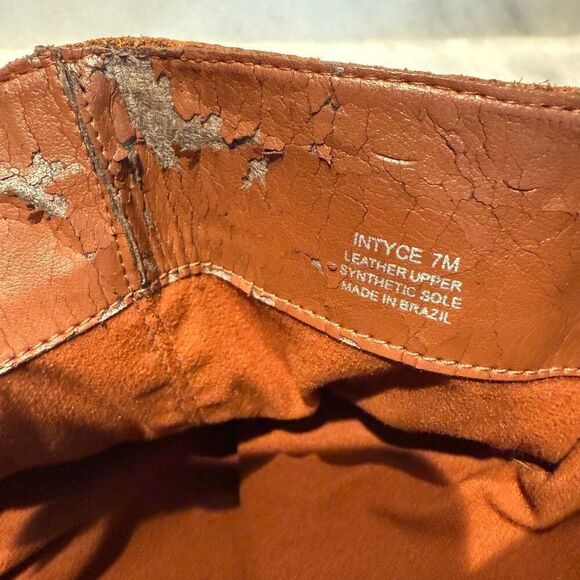 STEVEN by Steve Madden Leather Intyce Low Wedge Riding Boots Tan Size 7M - Picture 8 of 9